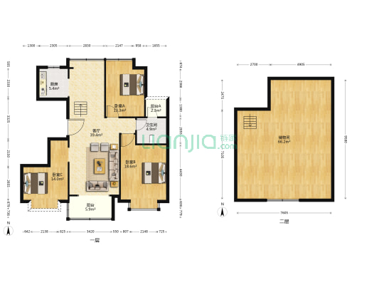 东城阳光府邸 3室1厅1卫 219平方