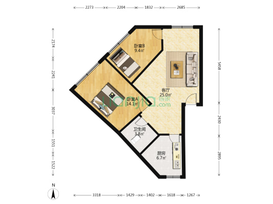 华夏商寓 2室1厅1卫 75平方