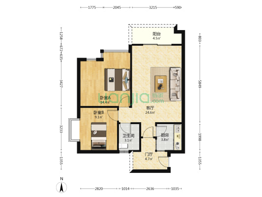 团结一期 2室1厅1卫 83平方