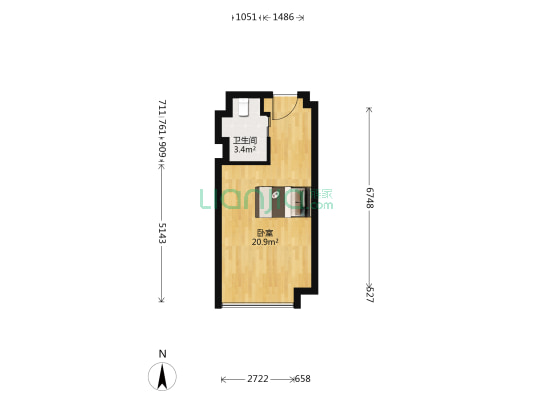 奥体公馆 1室0厅1卫 40平方