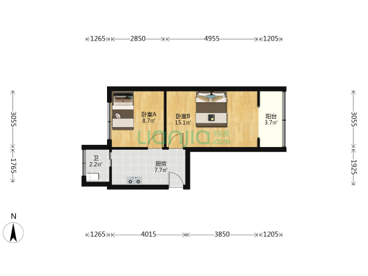月亮岩路2号 2室0厅1卫 45平方
