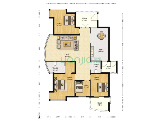 御景公馆 4室1厅2卫 192平方