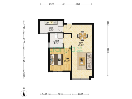 康佳花园六区 1室1厅1卫 69平方