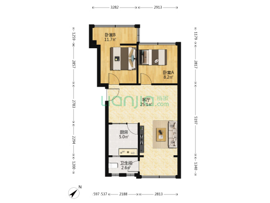 警苑社区 2室1厅1卫 62平方