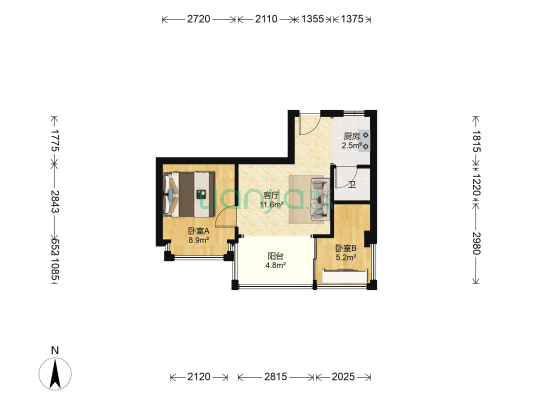 汇俊园 2室1厅1卫 41平方