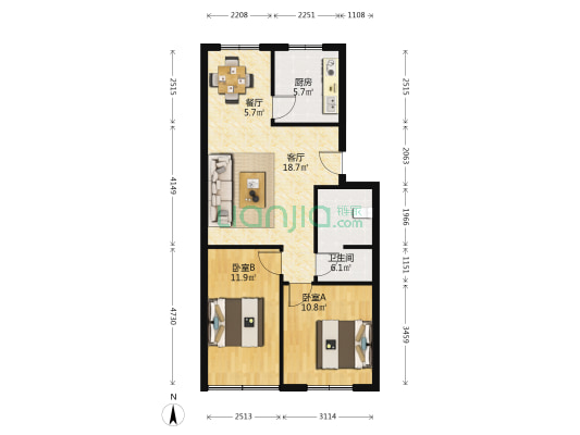 井冈山路426、富春江路128号 2室2厅1卫 72平方