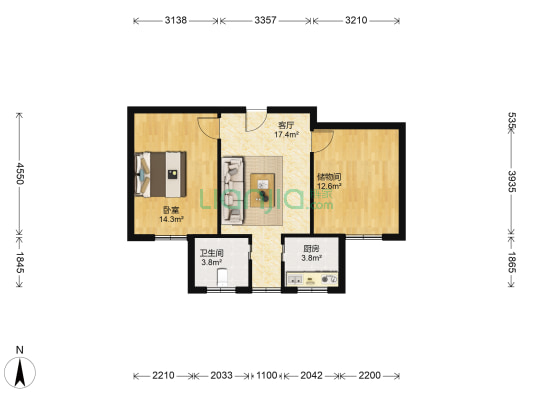 审计署家属院 1室1厅1卫 67平方