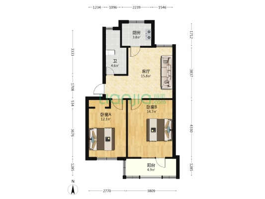 经七路20号 2室1厅1卫 67平方