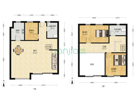 璞悦雅筑 3室1厅2卫 147平方