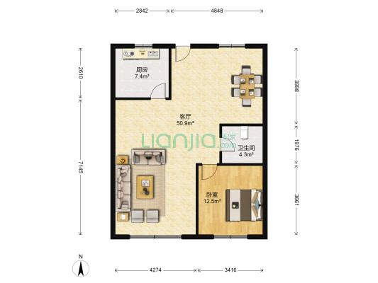 华达文锦苑 1室1厅1卫 117平方