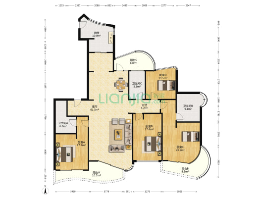 东方御府 4室1厅3卫 243平方