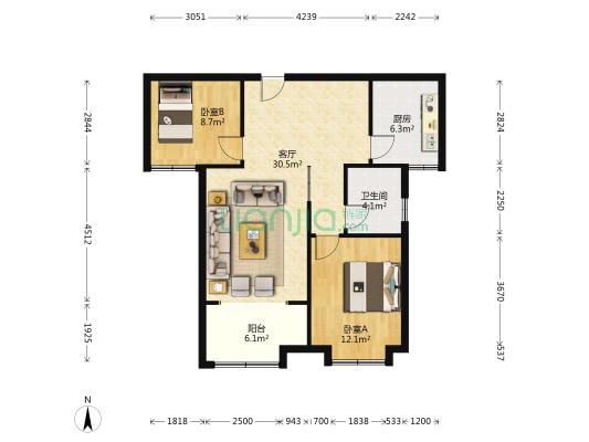 金城·紫御城 2室1厅1卫 93平方