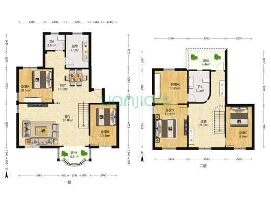 瑞景新村宾鸿苑 4室2厅2卫 166平方