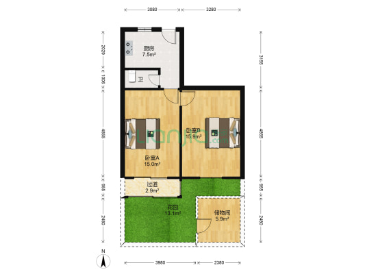 山塘街 2室0厅1卫 53平方