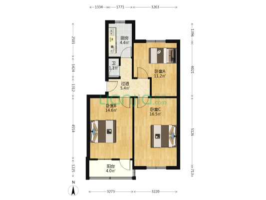 经一路100号 3室0厅1卫 76平方