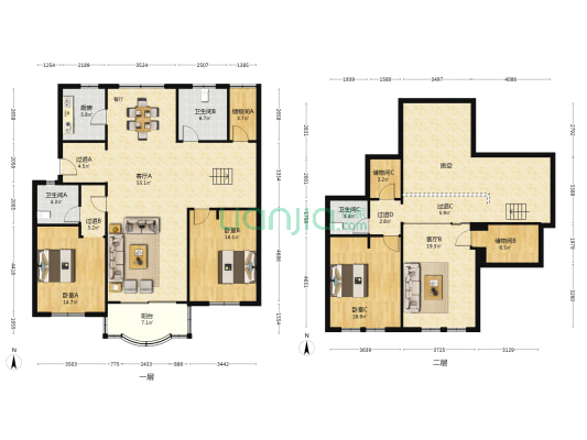 华泰苑 3室2厅3卫 210平方
