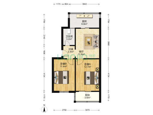 崇德坊社区 2室1厅1卫 62平方