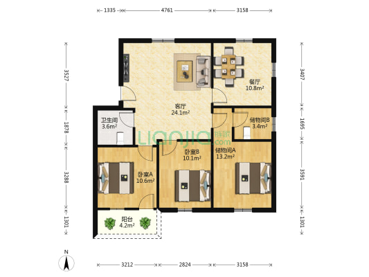 洋坂里 2室2厅1卫 106平方