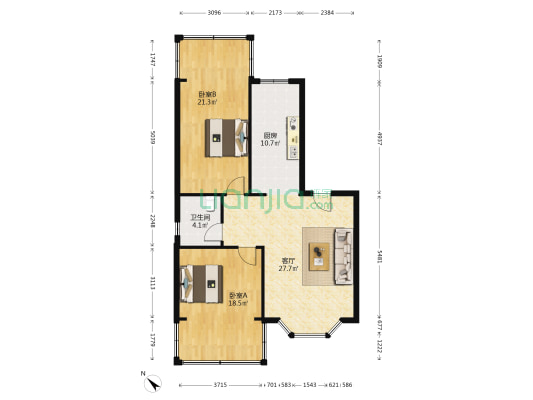 光荣北路89号 2室1厅1卫 103平方