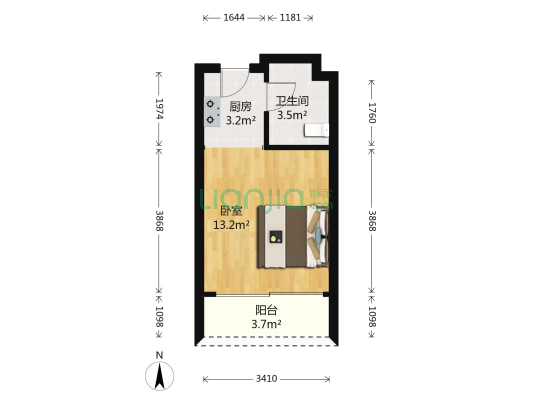 胜利茶博城 1室0厅1卫 33平方