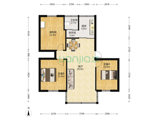 新城花园(斗门区) 2室1厅2卫 85平方