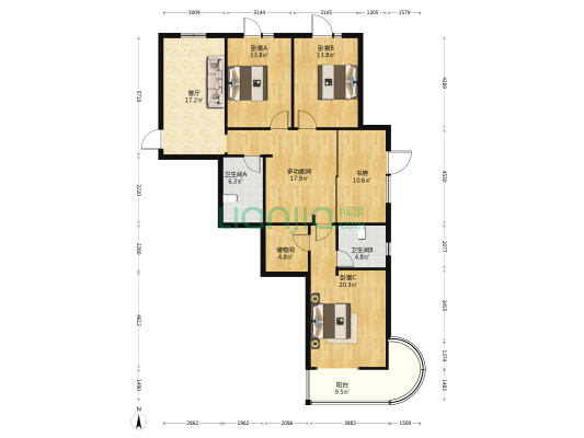 政和小区二号院 5室1厅2卫 151平方