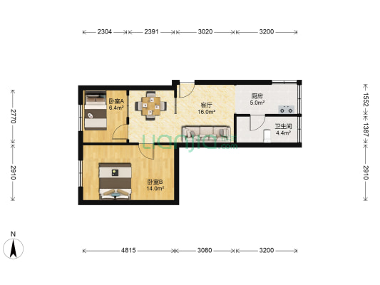 工业小区 2室1厅1卫 57平方