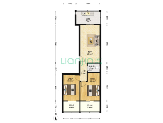 碑林区市容园林局家属院 2室1厅1卫 70平方
