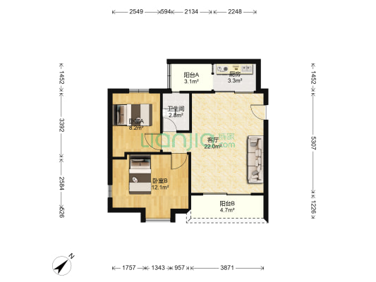 鸣顺辉豪庭 2室1厅1卫 72平方