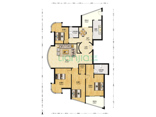 康都紫轩 4室2厅2卫 180平方
