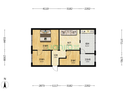 云南变压器厂 3室1厅1卫 43平方