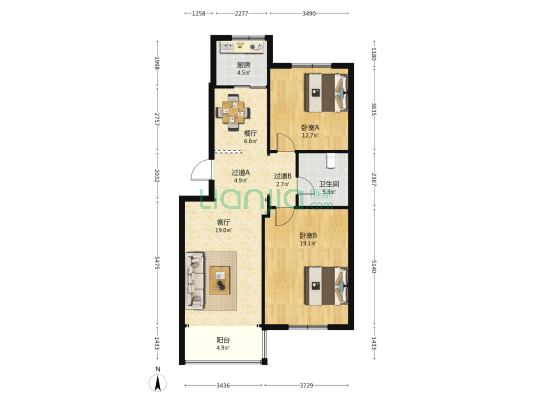嘉安锦绣园 2室2厅1卫 102平方