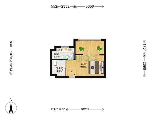 七星九龙湾 1室0厅1卫 35平方