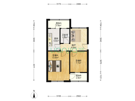 文峰小区 2室1厅1卫 57平方