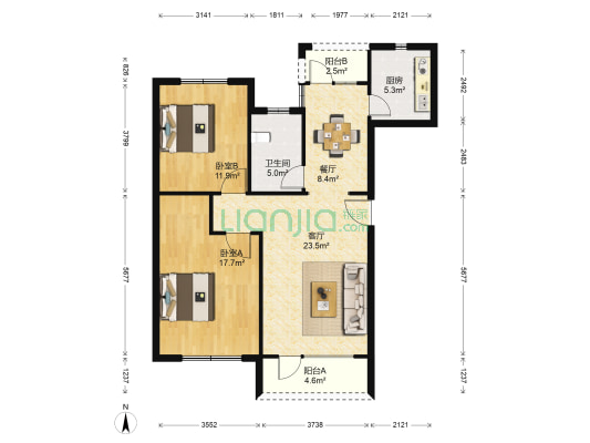 海湾壹号 2室2厅1卫 99平方