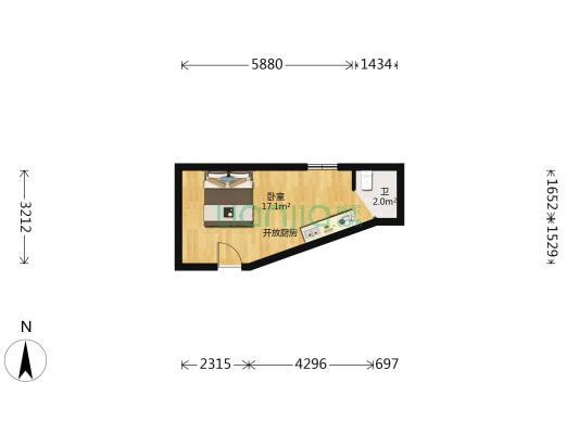 皇册家园南第 1室0厅1卫 31平方