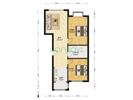 国门湾科技五金城 2室1厅1卫 96平方