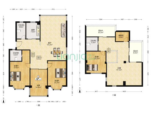 世纪虹 4室1厅3卫 198平方