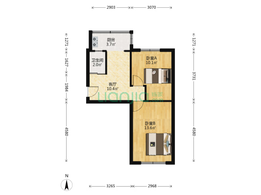 外贸机械宿舍 2室1厅1卫 52平方
