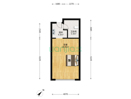 富悦财富广场 1室0厅1卫 52平方