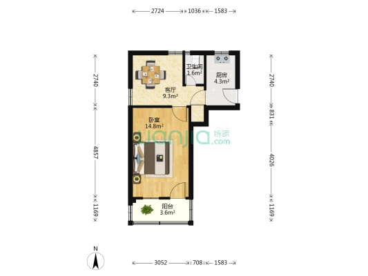 共和巷 1室1厅1卫 48平方