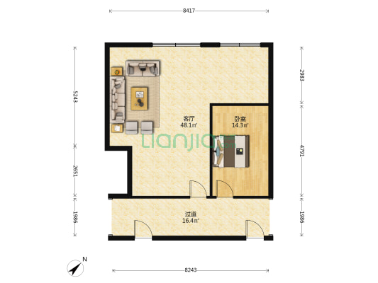 咸宁大厦 1室1厅0卫 92平方