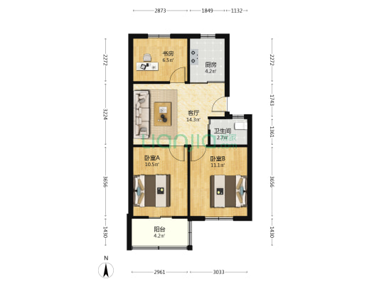 盐仓社区 3室1厅1卫 64平方