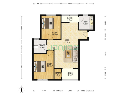 和顺家园六区 2室1厅1卫 92平方