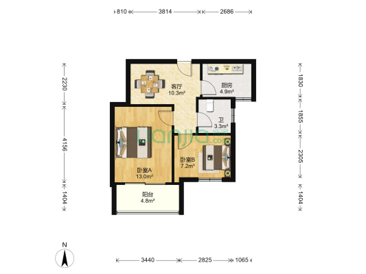 滨湖晴园 2室1厅1卫 60平方