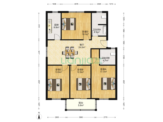 绿园小区 4室1厅2卫 132平方