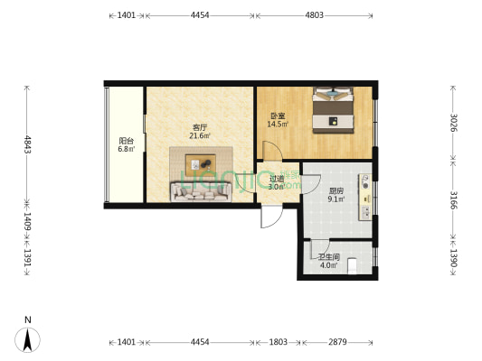 文峰路二村巷 1室1厅1卫 81平方