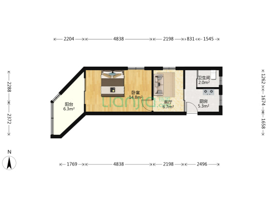 昭化路55弄 1室1厅1卫 44平方