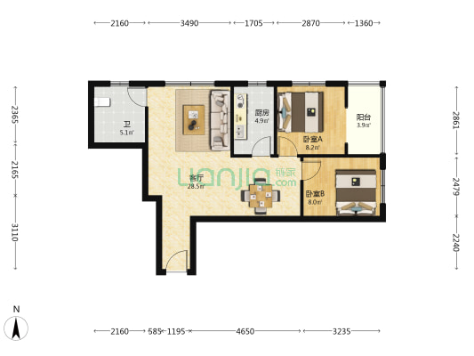 永邦天汇 2室1厅1卫 81平方
