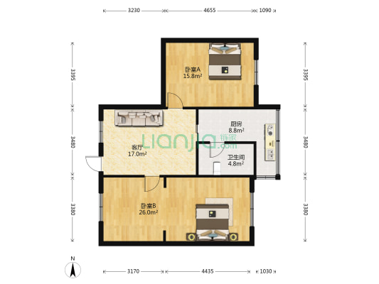 华阳路21号小区 2室1厅1卫 93平方